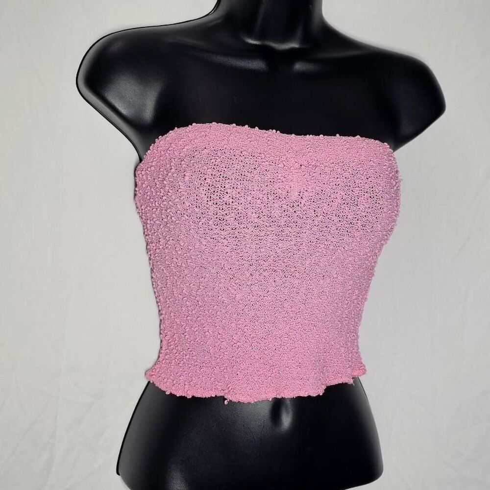Vintage y2k pink stretchy textured tube top